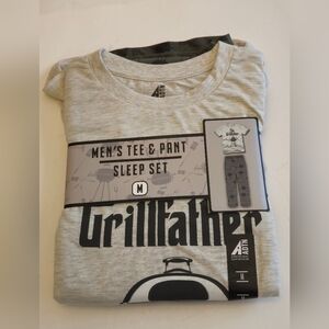 NWT ADTN The Grillfather Men's Tee & Pant Sleep Set Gray Green Size Medium